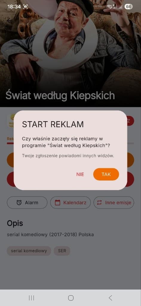 Ekran programu Świat według Kiepskich w aplikacji BackOn.tv